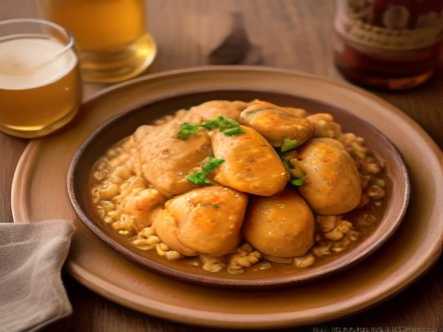 Pollo a la cerveza con hierbas
