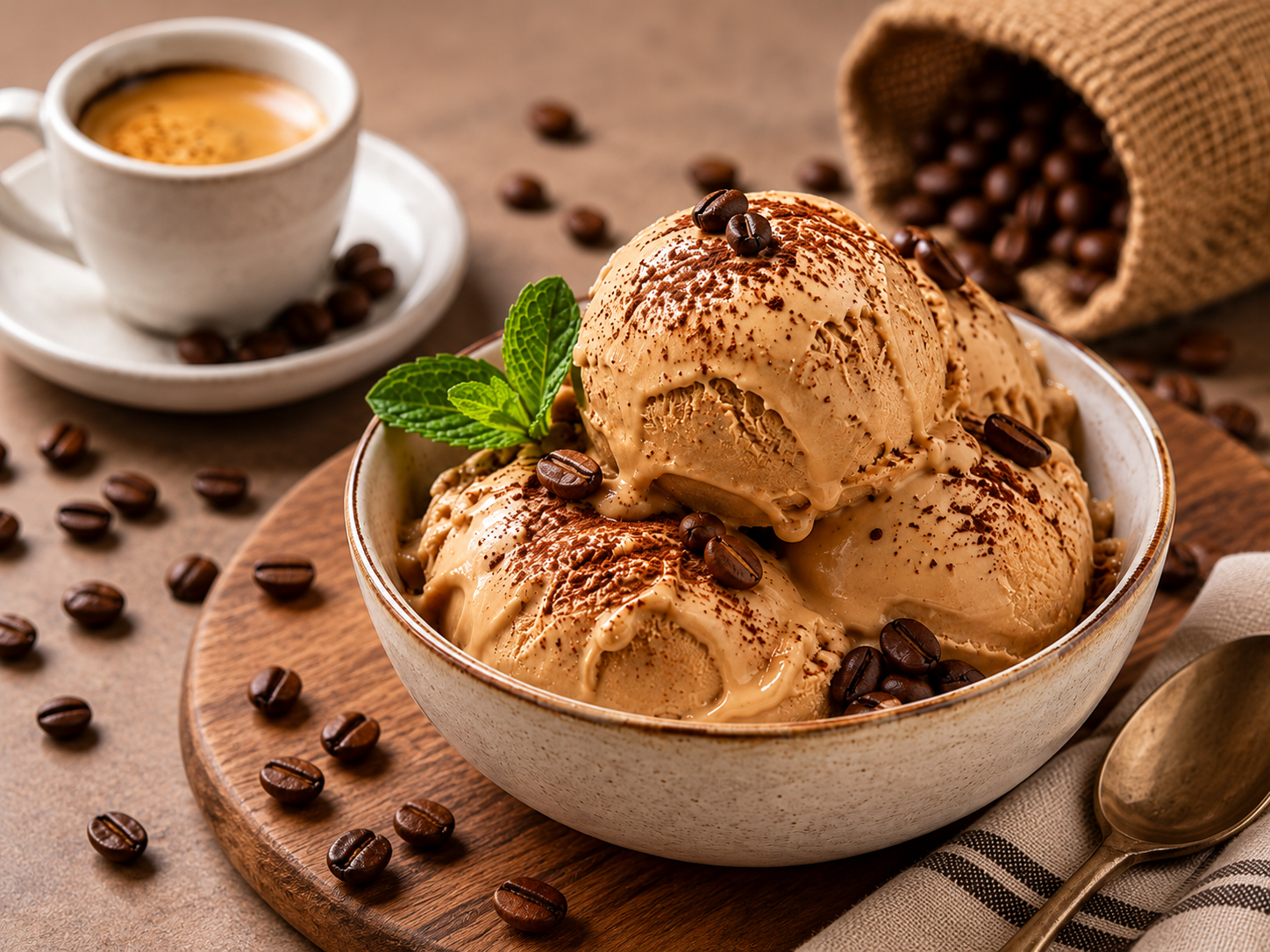 Helado cremoso de café