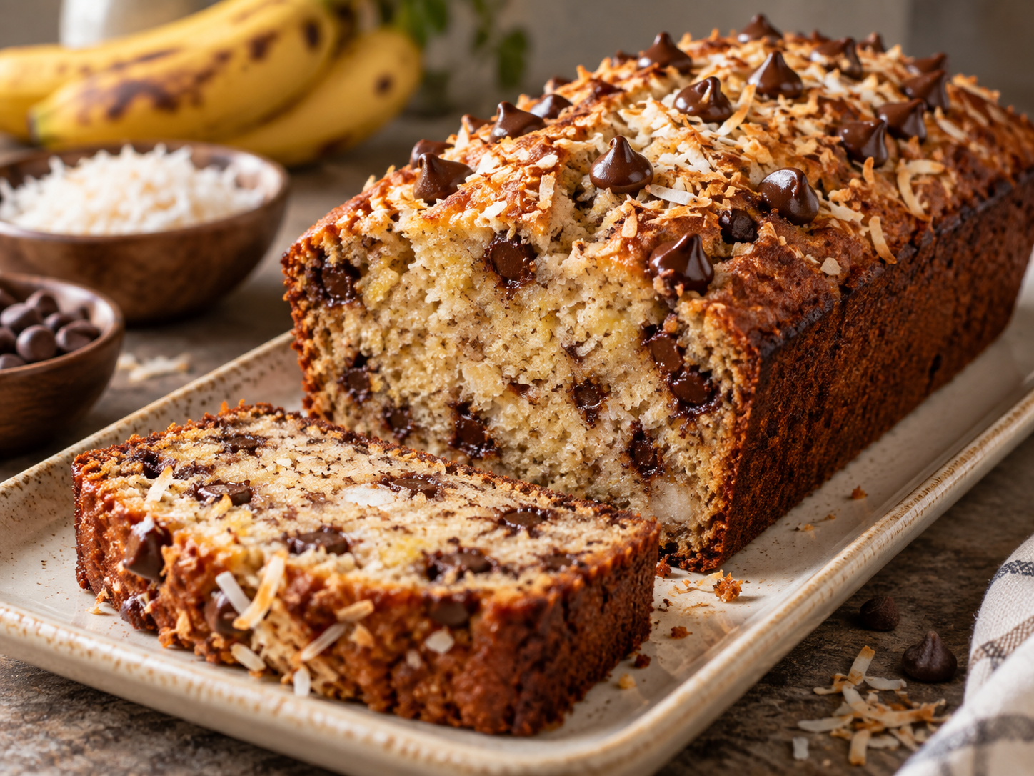 Bizcocho de Coco y Plátano sin Azúcar