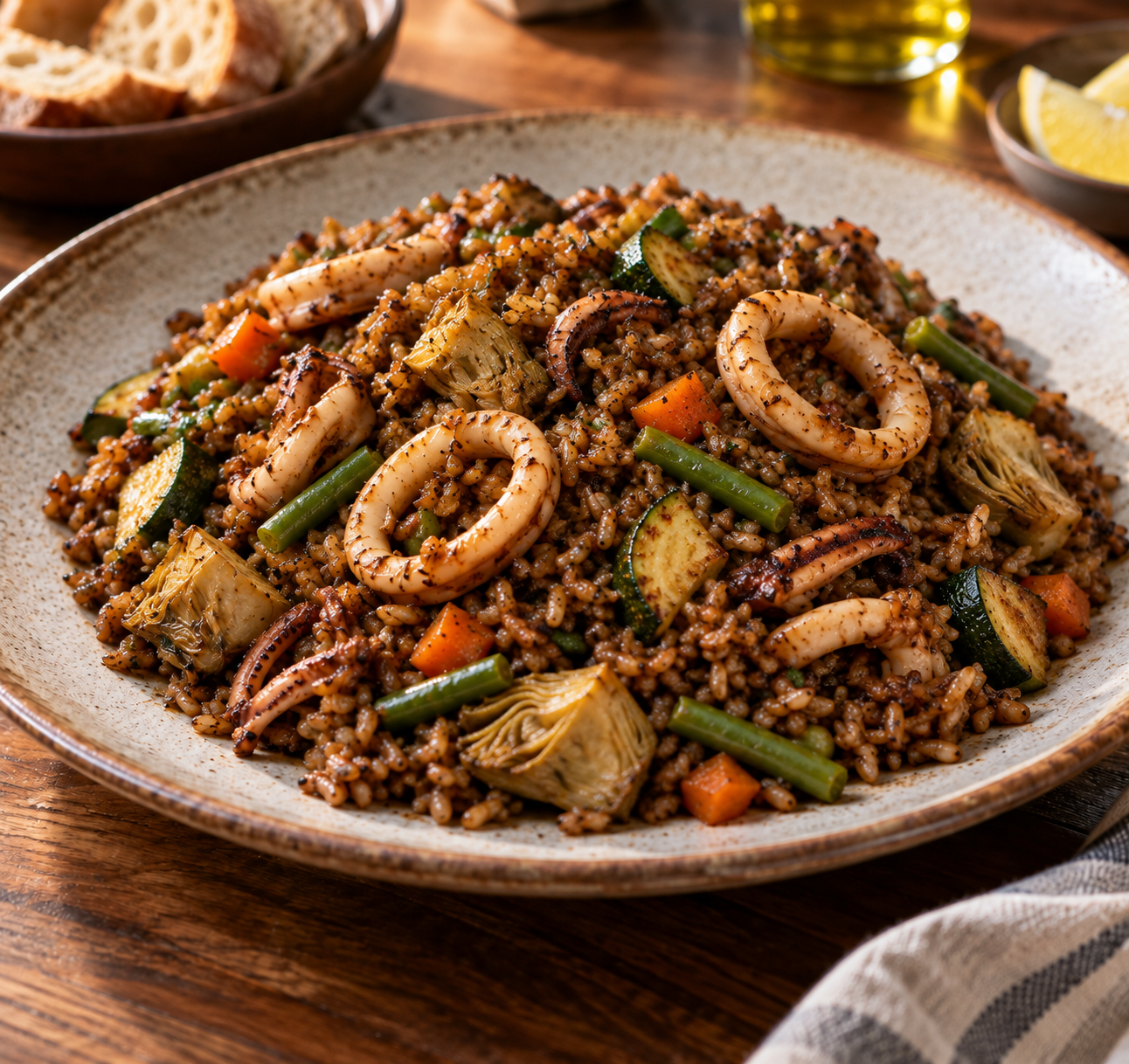 Arroz de verduras y pescado