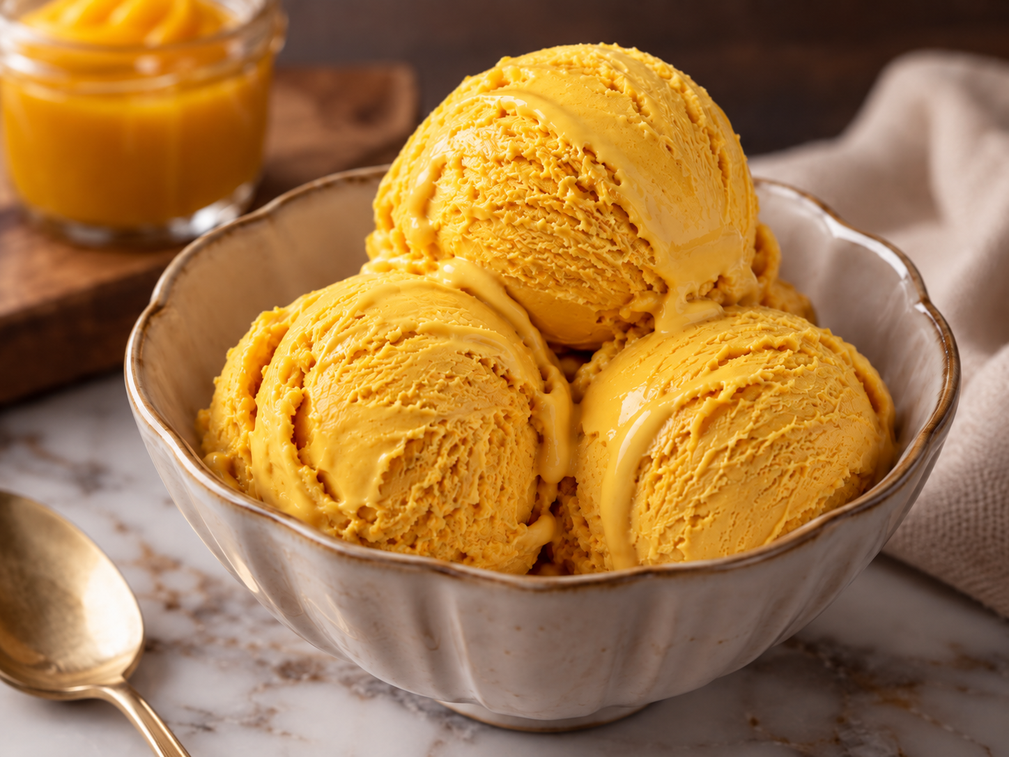Helado cremoso de mango